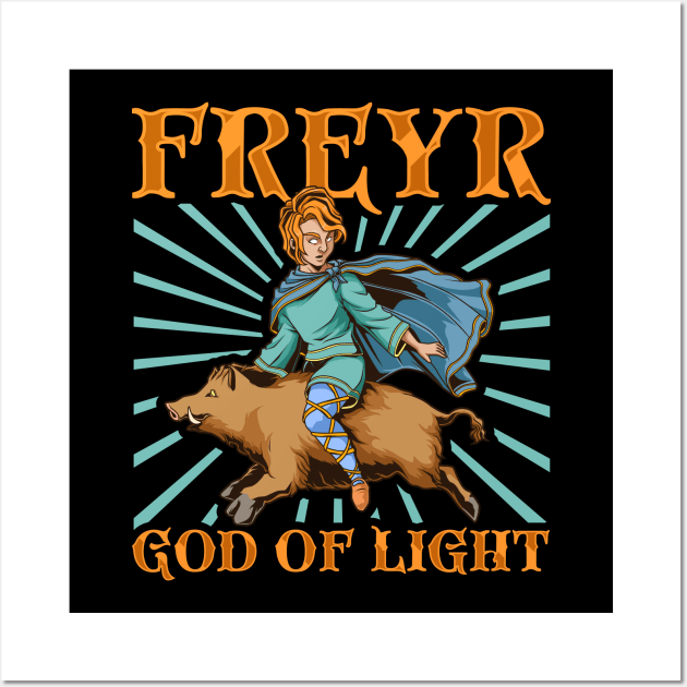 Riding on Gullinborsti - Viking god Freyr Wall Art by Modern Medieval Design